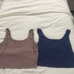 Women's Ribbed Tank Top Set - Mauve and Navy